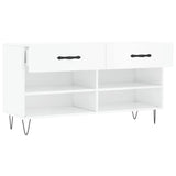 Panca Porta Scarpe Bianco Lucido 102x35x55 cm Legno truciolato