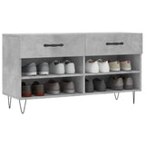 Panca Porta Scarpe Grigio Cemento 102x35x55cm Legno truciolato