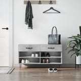 Panca Porta Scarpe Grigio Cemento 102x35x55cm Legno truciolato