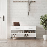 Panca Porta Scarpe Bianca 102x35x55 cm in Legno truciolato