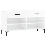 Panca Porta Scarpe Bianco Lucido 102x35x55 cm Legno truciolato