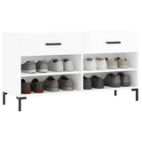 Panca Porta Scarpe Bianco Lucido 102x35x55 cm Legno truciolato