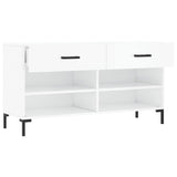 Panca Porta Scarpe Bianco Lucido 102x35x55 cm Legno truciolato