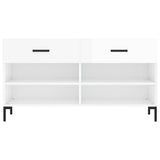 Panca Porta Scarpe Bianco Lucido 102x35x55 cm Legno truciolato
