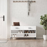 Panca Porta Scarpe Bianco Lucido 102x35x55 cm Legno truciolato