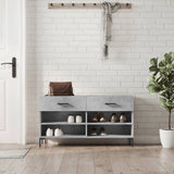 Panca Porta Scarpe Grigio Cemento 102x35x55cm Legno truciolato
