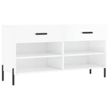 Panca Porta Scarpe Bianco Lucido 102x35x55 cm Legno truciolato