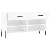 Panca Porta Scarpe Bianco Lucido 102x35x55 cm Legno truciolato
