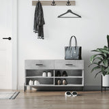 Panca Porta Scarpe Grigio Cemento 102x35x55cm Legno truciolato