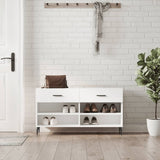 Panca Porta Scarpe Bianca 102x35x55 cm in Legno truciolato