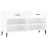 Panca Porta Scarpe Bianco Lucido 102x35x55 cm Legno truciolato
