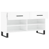 Panca Porta Scarpe Bianco Lucido 102x35x55 cm Legno truciolato