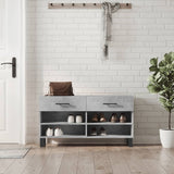 Panca Porta Scarpe Grigio Cemento 102x35x55cm Legno truciolato