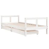 Giroletto Bambini con Cassetti Bianco 80x200cm Massello di Pino