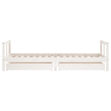 Giroletto Bambini con Cassetti Bianco 80x200cm Massello di Pino