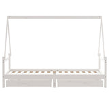 Giroletto Bambini con Cassetti Bianco 90x200cm Massello di Pino
