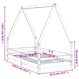 Giroletto per Bambini Nero 80x160 cm in Legno Massello di Pino