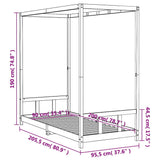 Giroletto per Bambini Bianco 90x200cm in Legno Massello di Pino