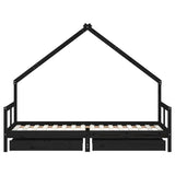 Giroletto Bambini con Cassetti Nero 80x200cm Massello di Pino