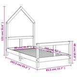 Giroletto per Bambini Nero 80x160 cm in Legno Massello di Pino