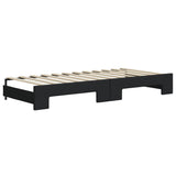 Divano Letto Estraibile con Cassetti Nero 80x200 cm in Tessuto