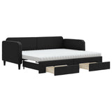 Divano Letto Estraibile con Cassetti Nero 90x190 cm in Tessuto