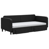 Divano Letto Estraibile con Cassetti Nero 90x190 cm in Tessuto