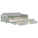 Divano Letto Estraibile Cassetti Grigio Chiaro 90x190cm Velluto