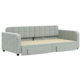 Divano Letto Estraibile Cassetti Grigio Chiaro 90x190cm Velluto