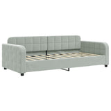 Divano Letto Estraibile Cassetti Grigio Chiaro 90x190cm Velluto