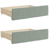 Divano Letto Estraibile Cassetti Grigio Chiaro 90x190cm Velluto