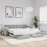 Divano Letto Estraibile Cassetti Grigio Chiaro 90x190cm Velluto