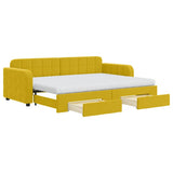 Divano Letto Estraibile con Cassetti Giallo 80x200cm in Velluto