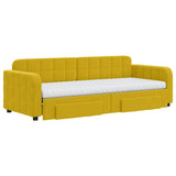 Divano Letto Estraibile con Cassetti Giallo 80x200cm in Velluto
