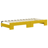 Divano Letto Estraibile con Cassetti Giallo 80x200cm in Velluto