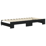 Divano Letto Estraibile con Cassetti Nero 90x200 cm in Velluto