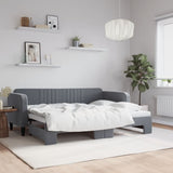 Divano Letto con Letto Estraibile Grigio Scuro 80x200cm Velluto