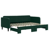 Divano Letto con Letto Estraibile Verde Scuro 90x200cm Velluto