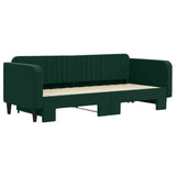 Divano Letto con Letto Estraibile Verde Scuro 90x200cm Velluto
