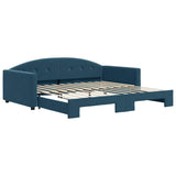 Divano Letto con Letto Estraibile Blu 100x200 cm in Velluto
