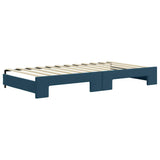 Divano Letto con Letto Estraibile Blu 100x200 cm in Velluto