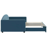 Divano Letto con Letto Estraibile Blu 100x200 cm in Velluto