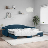 Divano Letto con Letto Estraibile Blu 100x200 cm in Velluto