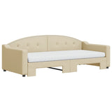 Divano Letto Estraibile con Materassi Crema 90x200 cm Tessuto