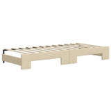 Divano Letto Estraibile con Materassi Crema 90x200 cm Tessuto
