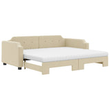 Divano Letto Estraibile con Materassi Crema 80x200 cm Tessuto