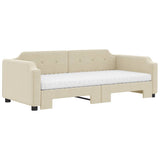 Divano Letto Estraibile con Materassi Crema 80x200 cm Tessuto