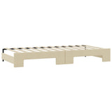 Divano Letto Estraibile con Materassi Crema 80x200 cm Tessuto