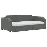 Divano Letto Estraibile Cassetti Grigio Scuro 80x200cm Tessuto