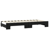 Divano Letto Estraibile con Cassetti Nero 100x200 cm in Tessuto